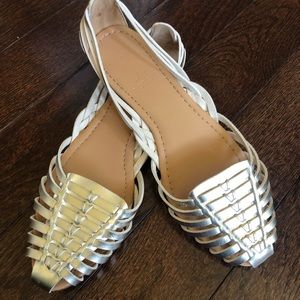 NIB Metallic Gold J Crew Factory huarache sandals